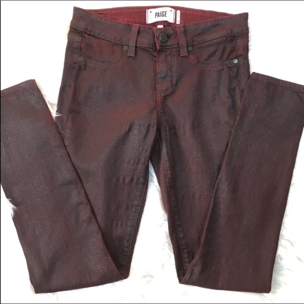 PAIGE JEANS BURGUNDY VERDUGO ULTRA SKINNY  SZ 26 - Picture 4 of 7